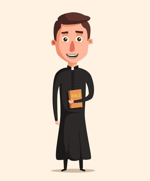 Joven sacerdote católico. Dibujos animados vector ilustración . — Vector de stock
