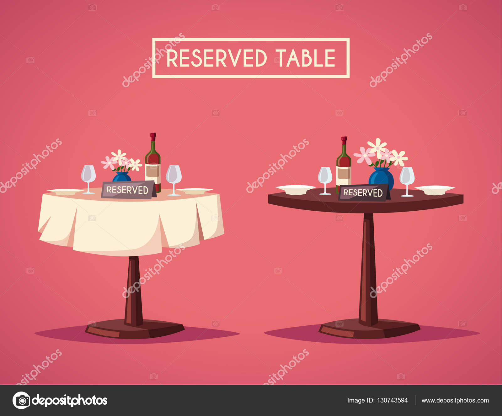 Gereserveerde Teken Op De Tafel In Het Restaurant Cartoon Vectorillustratie Stockvector C Dmitrymoi