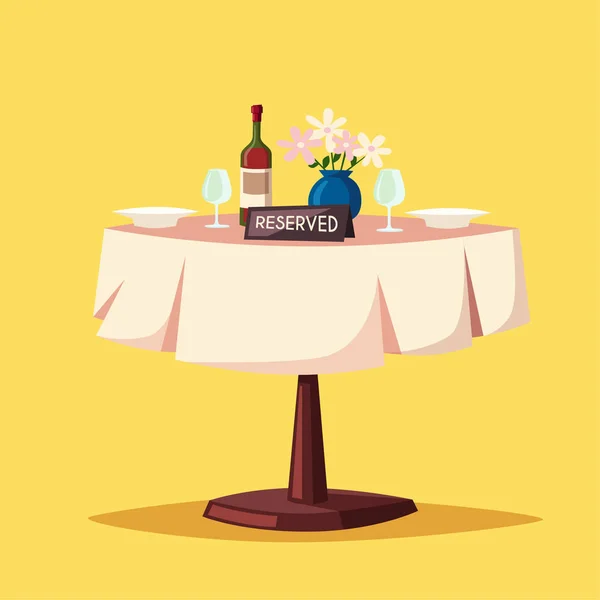 Gereserveerde teken op de tafel in het restaurant. Cartoon vectorillustratie — Stockvector