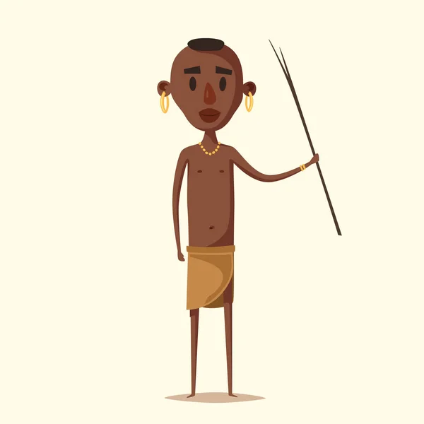 Hombre africano. Indígenas sudamericanas. Dibujos animados vector ilustración . — Archivo Imágenes Vectoriales