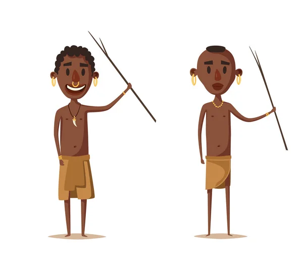 Gente africana. Indígenas sudamericanas. Dibujos animados vector ilustración . — Archivo Imágenes Vectoriales