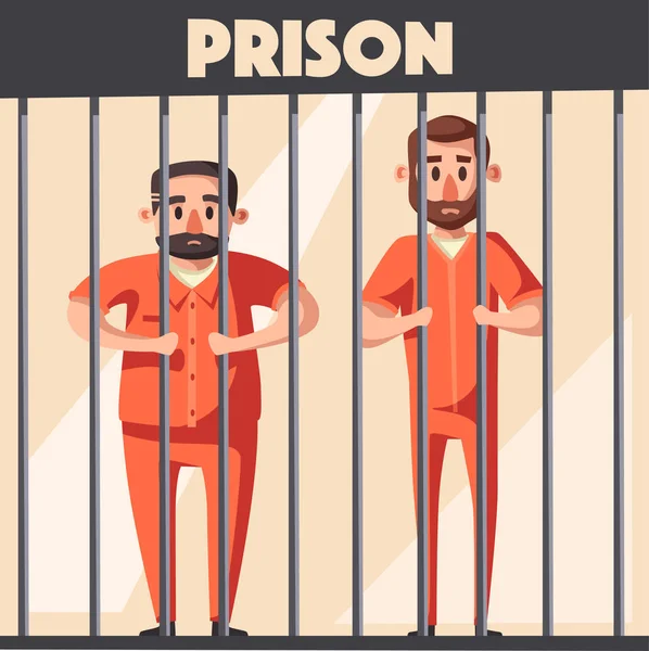 Prison avec prisonnier. Caractère design. Illustration vectorielle de bande dessinée — Image vectorielle