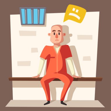 Mahkumla hapishane. Karakter tasarımı. Çizgi film vektör çizim