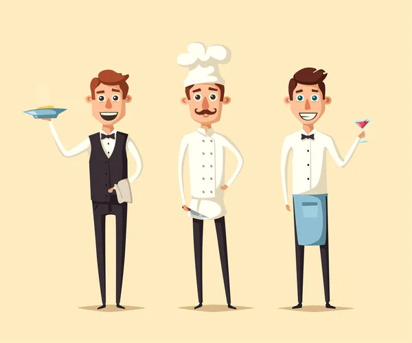 Squadra ristorante. Illustrazione vettoriale cartone animato . — Vettoriale Stock