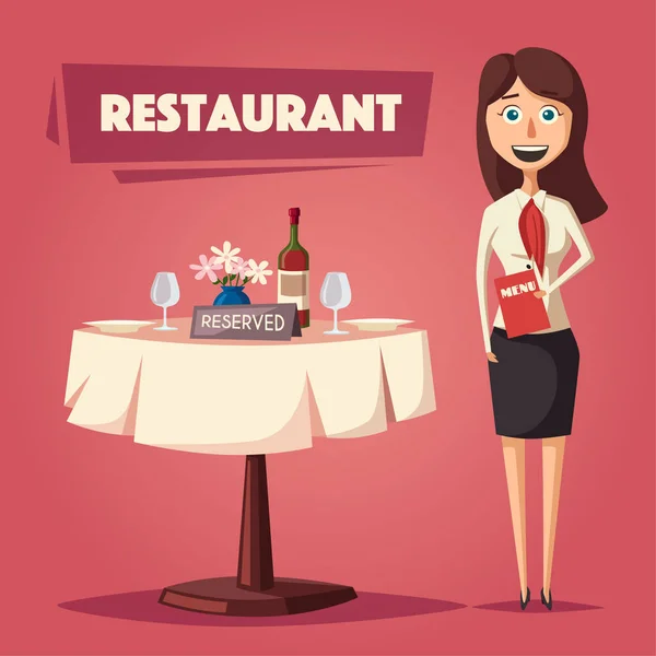 Gereserveerde tafel in restaurant. Cartoon vectorillustratie — Stockvector