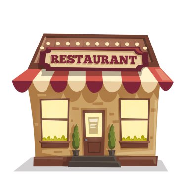Restoran ya da kafe. Dış yapı. Vektör karikatür çizim