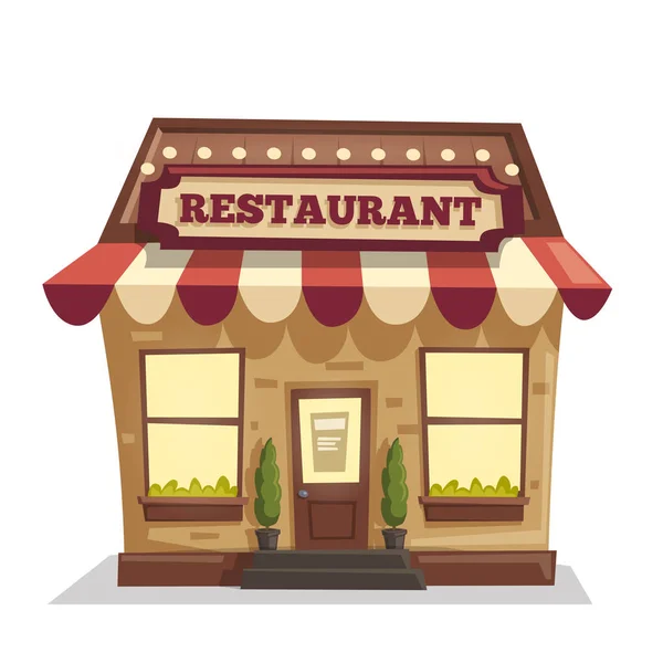 Restaurante o cafetería. Edificio exterior. Dibujos animados vectoriales ilustración — Vector de stock