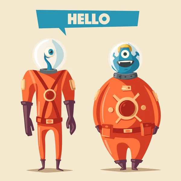 Vriendelijke aliens. Cartoon vectorillustratie — Stockvector