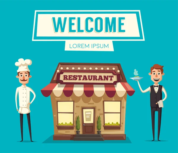 Restoran ya da kafe. Dış yapı. Vektör karikatür çizim