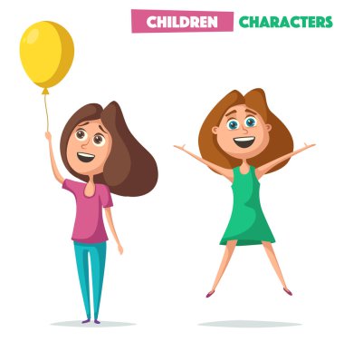 Çocuk karakter. Çizgi film vektör çizim