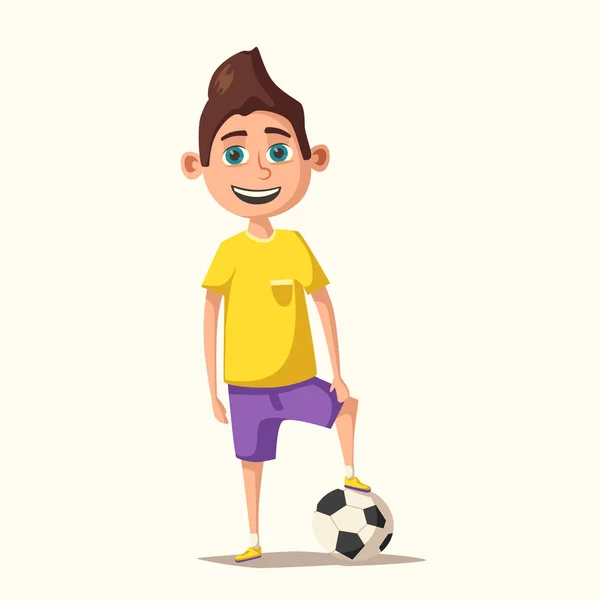 Um pequeno jogador de futebol. Desenhos animados ilustração vetorial — Vetor de Stock