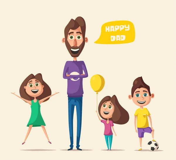 Personagem de pai e filhos. Desenhos animados ilustração vetorial —  Vetores de Stock