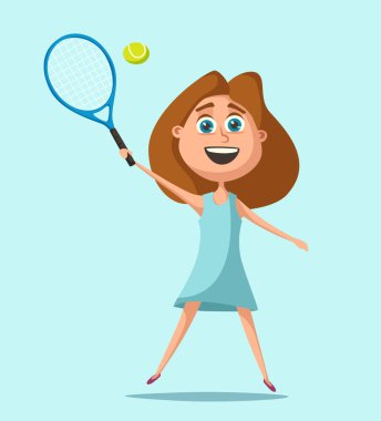 Küçük tenis oyuncusu. Çizgi film vektör çizim