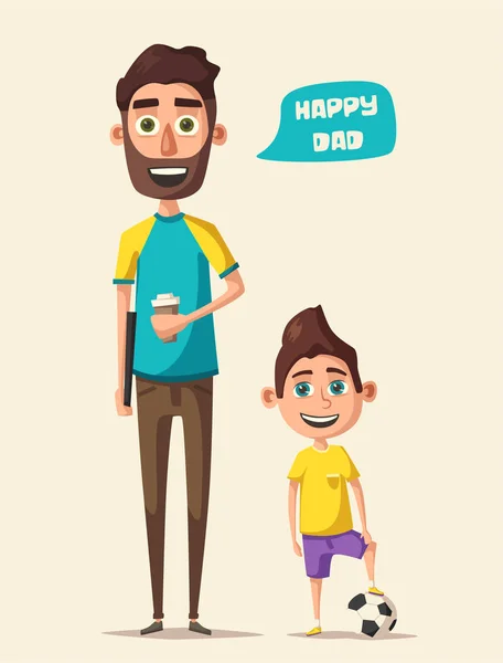 Ayah dan anak-anak karakter. Ilustrasi vektor kartun - Stok Vektor