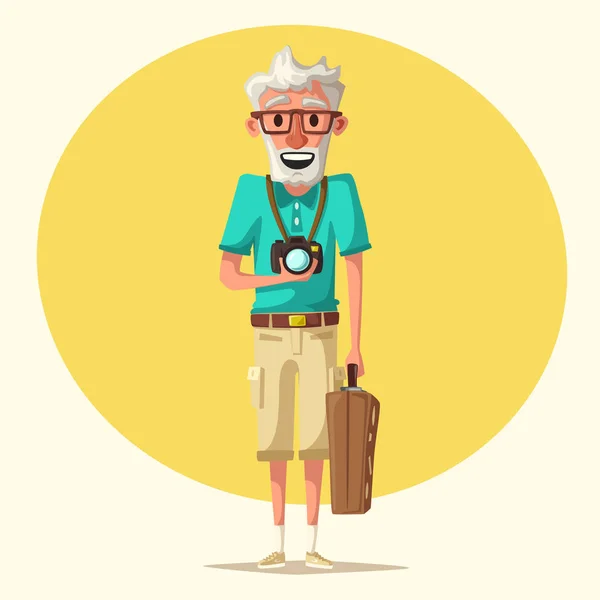 Viejos en viaje. Viaje de los abuelos. Dibujos animados vector ilustración — Vector de stock