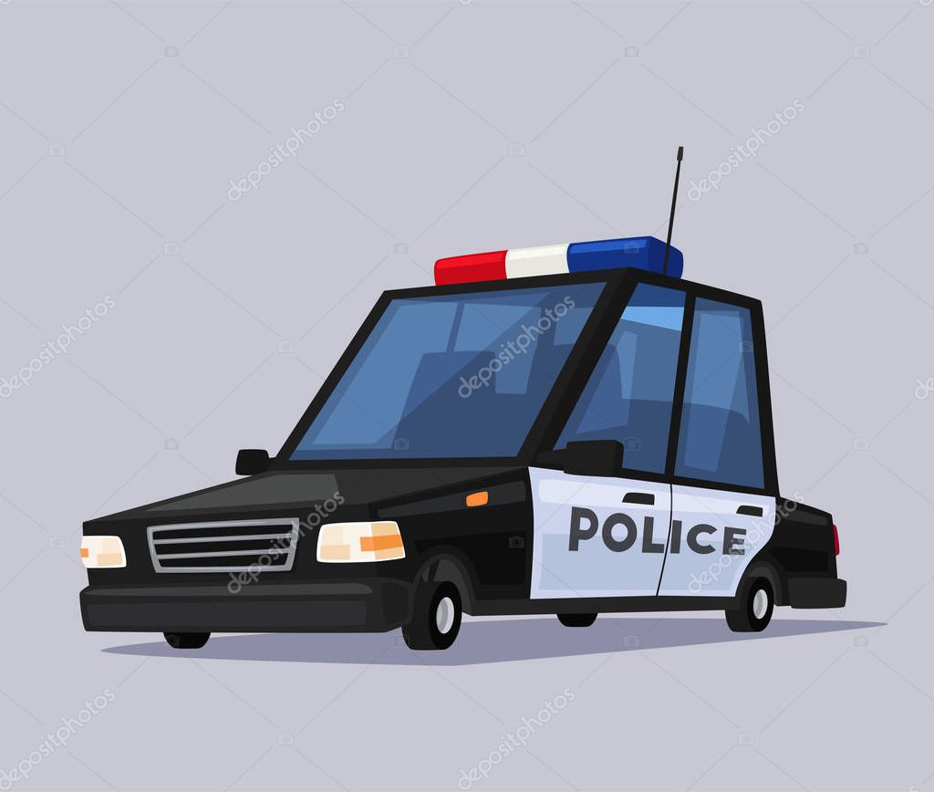 Police car. Cartoon vector illustration. Public safety transport