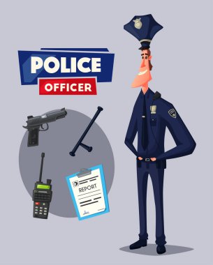 Polis karakter. Çizgi film vektör çizim