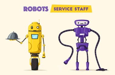Robot karakter. Teknoloji, gelecek. Çizgi film vektör çizim
