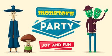 Komik canavarlar. Çizgi film vektör çizim.