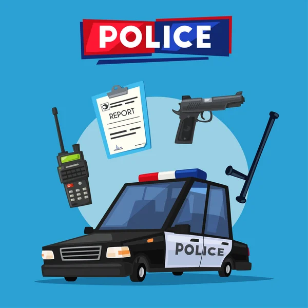 Voiture de police. Illustration vectorielle de bande dessinée — Image vectorielle