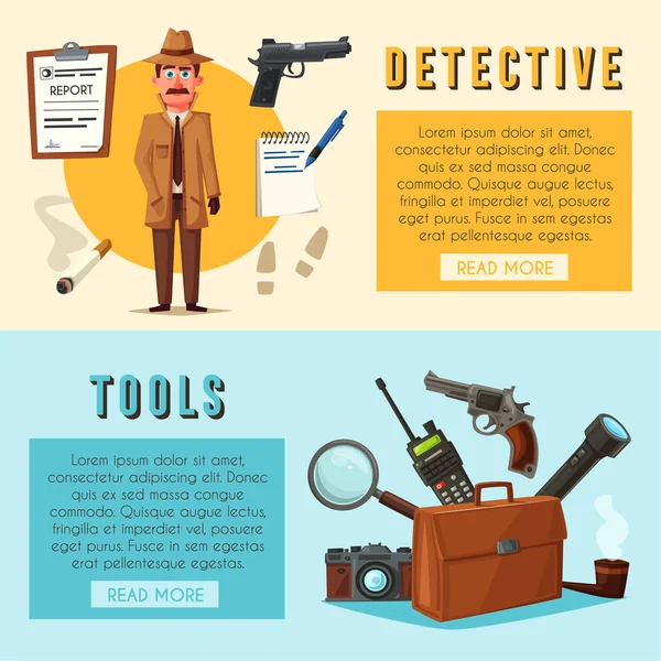 Un detective gracioso. Dibujos animados vector ilustración — Vector de stock