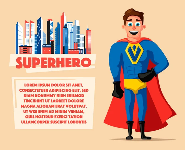 Super-herói de uniforme. Desenhos animados ilustração vetorial — Vetor de Stock