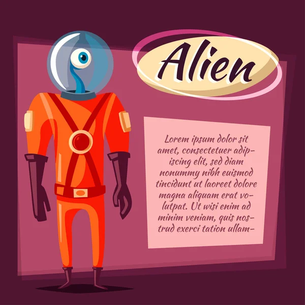 Alienígena amigável. Desenhos animados ilustração vetorial —  Vetores de Stock