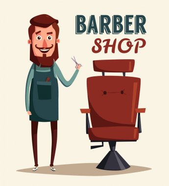 Şirin Kuaför karakter. Çizgi film vektör çizim