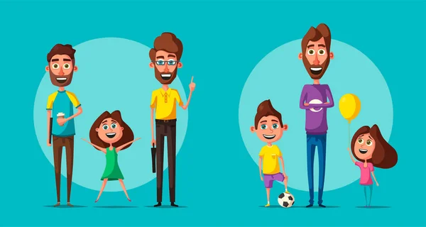 Família feliz. Desenhos animados ilustração vetorial — Vetor de Stock