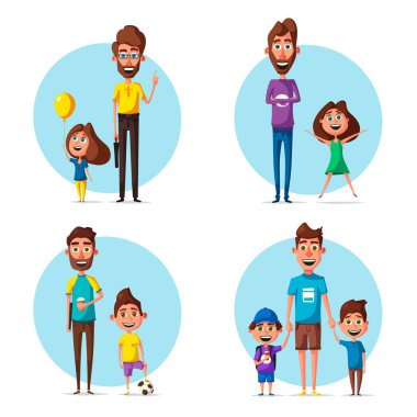 Mutlu bir aile. Çizgi film vektör çizim