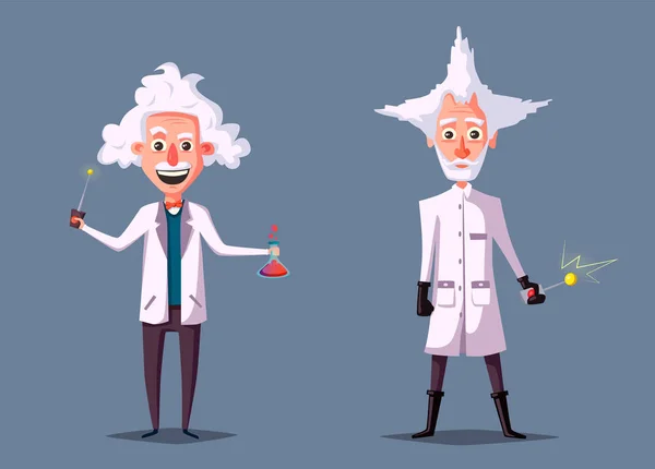 Viejo científico loco. Un personaje gracioso. Dibujos animados vector ilustración — Archivo Imágenes Vectoriales