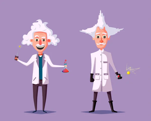 Gekke oud wetenschapper. Grappig karakter. Cartoon vectorillustratie — Stockvector