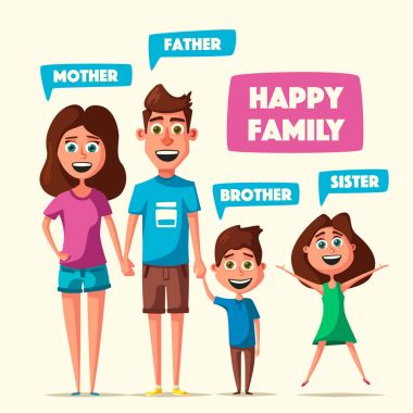 Mutlu bir aile. Çizgi film vektör çizim