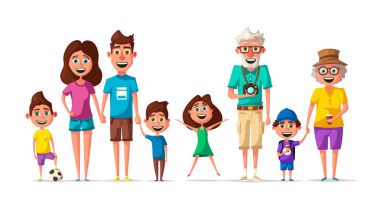 Mutlu bir aile. Çizgi film vektör çizim