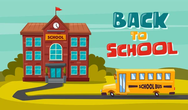 Back to school. Children on the yard. Cartoon vector illustration — Stock Vector