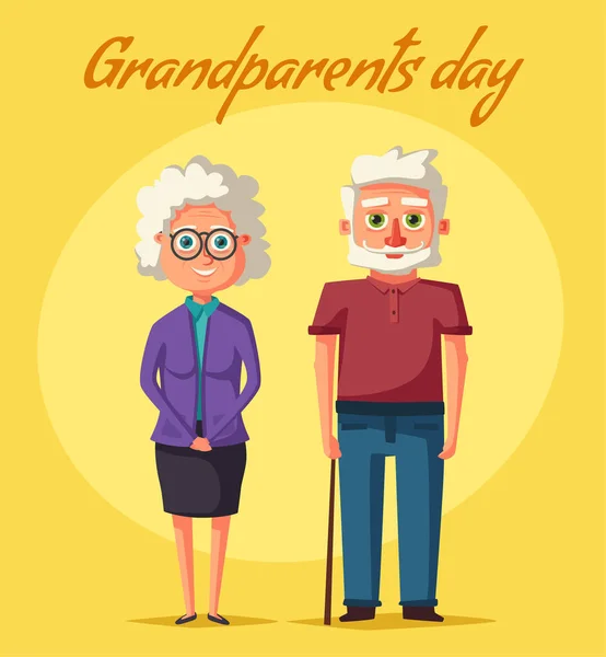 Happy grandparents. Vector cartoon illustration. Grandparents day — Stock Vector