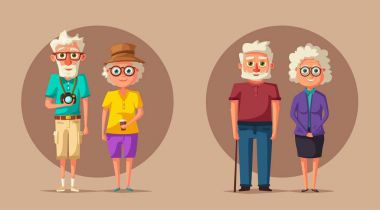 Happy grandparents. Vector cartoon illustration. Grandparents day vector
