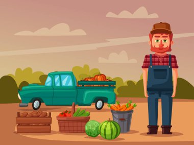 Ekim ve hasat. Çizgi film vektör çizim.