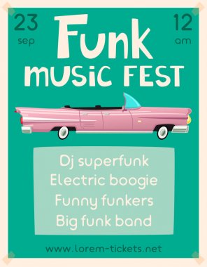 Funk müzik poster. Çizgi film vektör çizim
