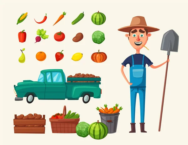Plantación y cosecha. Dibujos animados vector ilustración . — Vector de stock