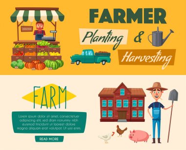 Ekim ve hasat. Çizgi film vektör çizim.