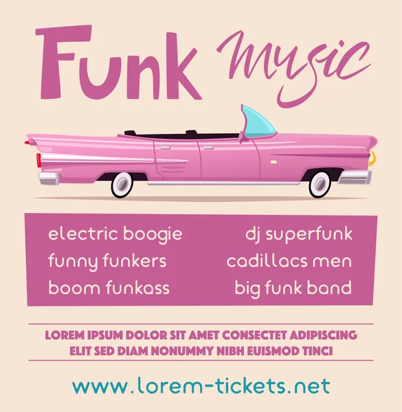 Poster musik Funk. Ilustrasi vektor kartun - Stok Vektor
