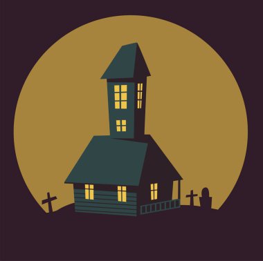 Mutlu Cadılar Bayramı poster. Çizgi film vektör çizim.