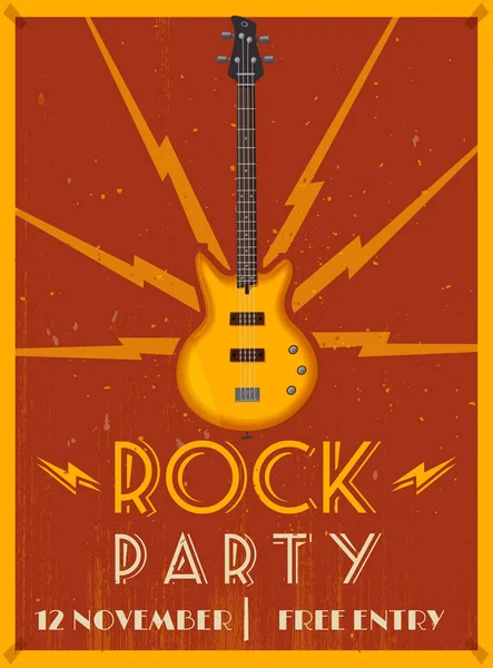 Плакат рок-музыки. Старая школьная вечеринка. Мультфильм-векторная иллюстрация . — стоковый вектор