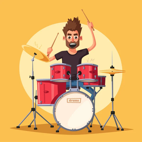 Batteur. Musique rock. Illustration vectorielle de bande dessinée . — Image vectorielle