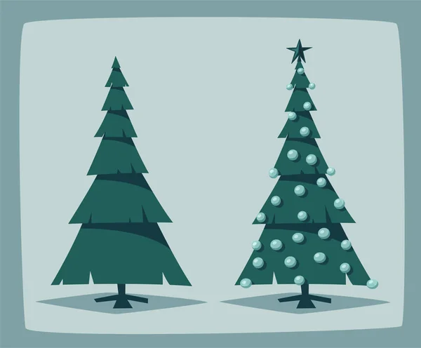 Feliz Navidad. Árbol con decoraciones. Dibujos animados vector ilustración — Vector de stock