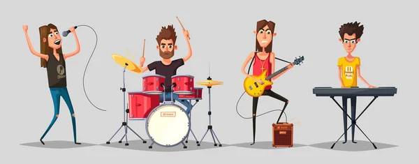 Rock music set. Old school party. Cartoon vector illustration. — Stock Vector