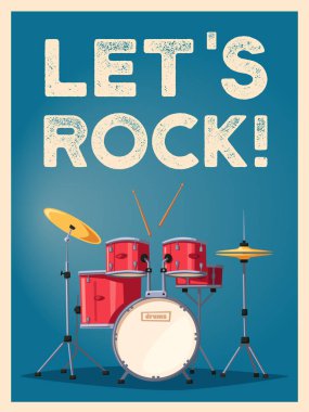 Davul. Rock müzik. Çizgi film vektör çizim.