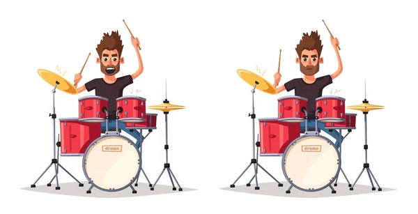 Baterista. Música rock. Desenhos animados ilustração vetorial . — Vetor de Stock