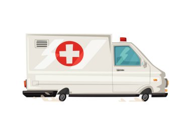 Ambulans araba. Çizgi film vektör çizim